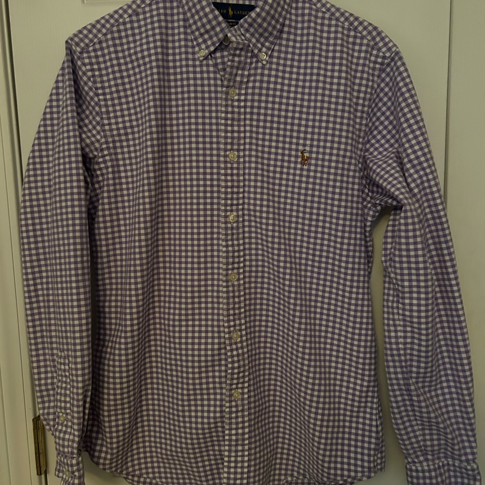 EUC Ralph Lauren Men's Purple Gingham Shirt